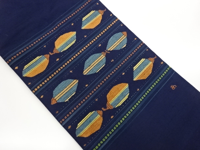 JAPANESE KIMONO / NAGOYA OBI / TSUMUGI / WOVEN ABSTRACT PATTERN / ARTIST WORK 